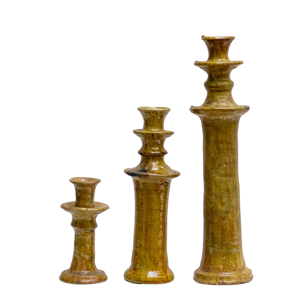 Moroccan Tamegroute Ochre Candlestick Holder