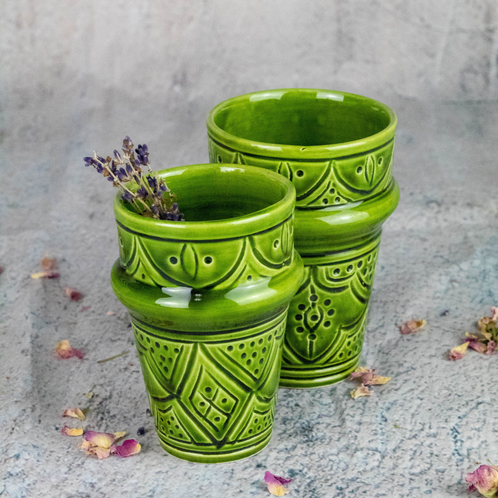 Moroccan Hand Painted Pottery Tumbler Mug