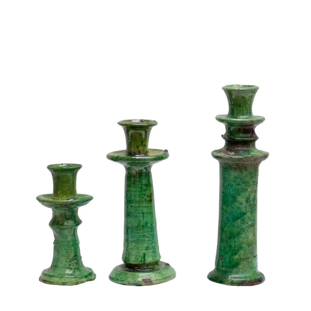 Handmade Tamegroute Shaded Green Candlestick Holder
