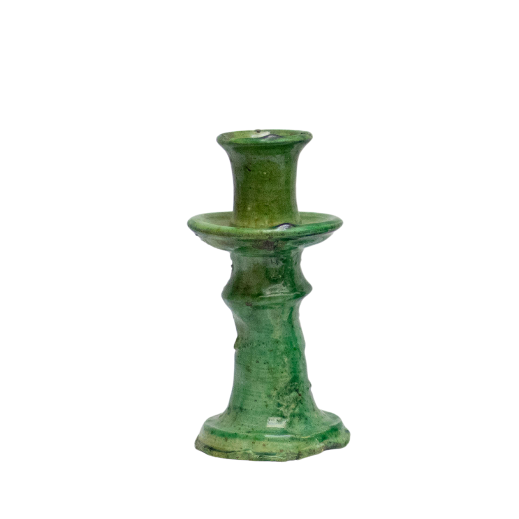 Handmade Tamegroute Shaded Green Candlestick Holder