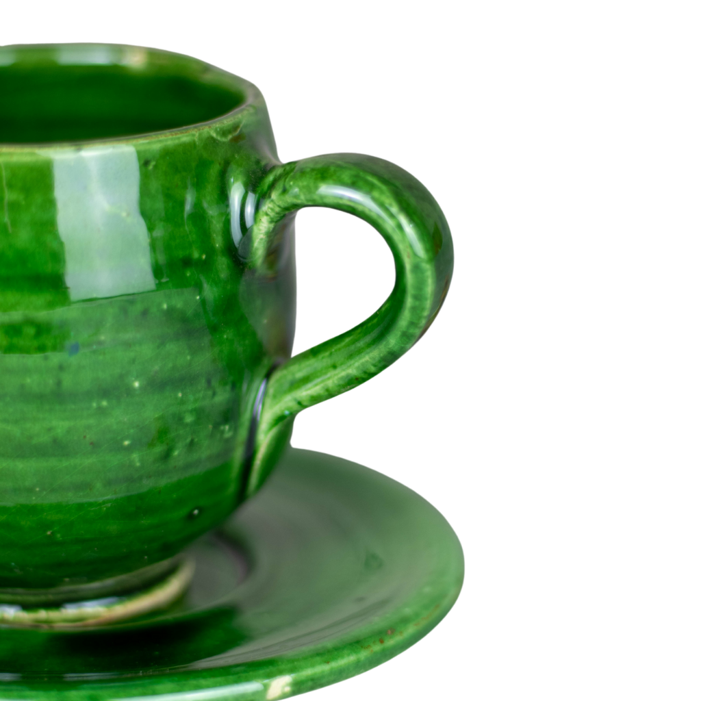 Tamegroute Pottery Coffee Saucer Cup Set