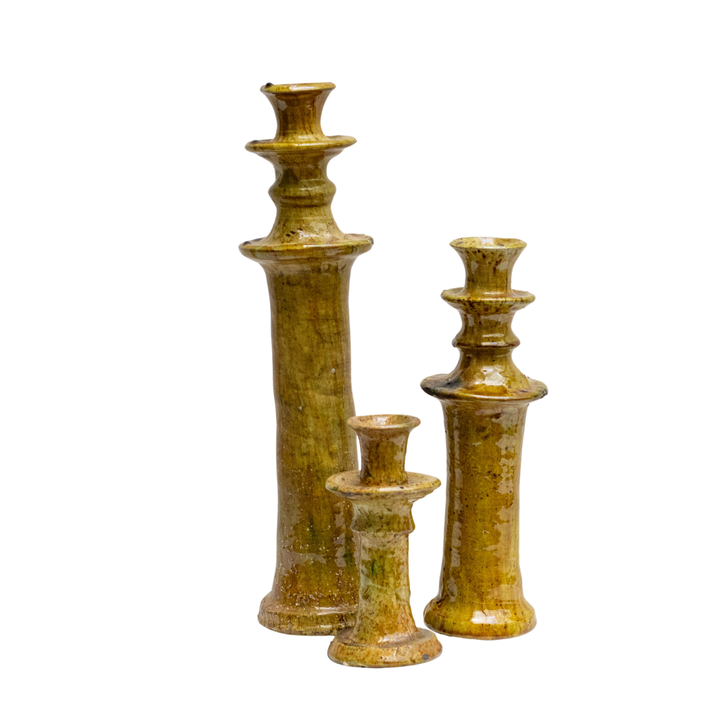 Moroccan Tamegroute Ochre Candlestick Holder