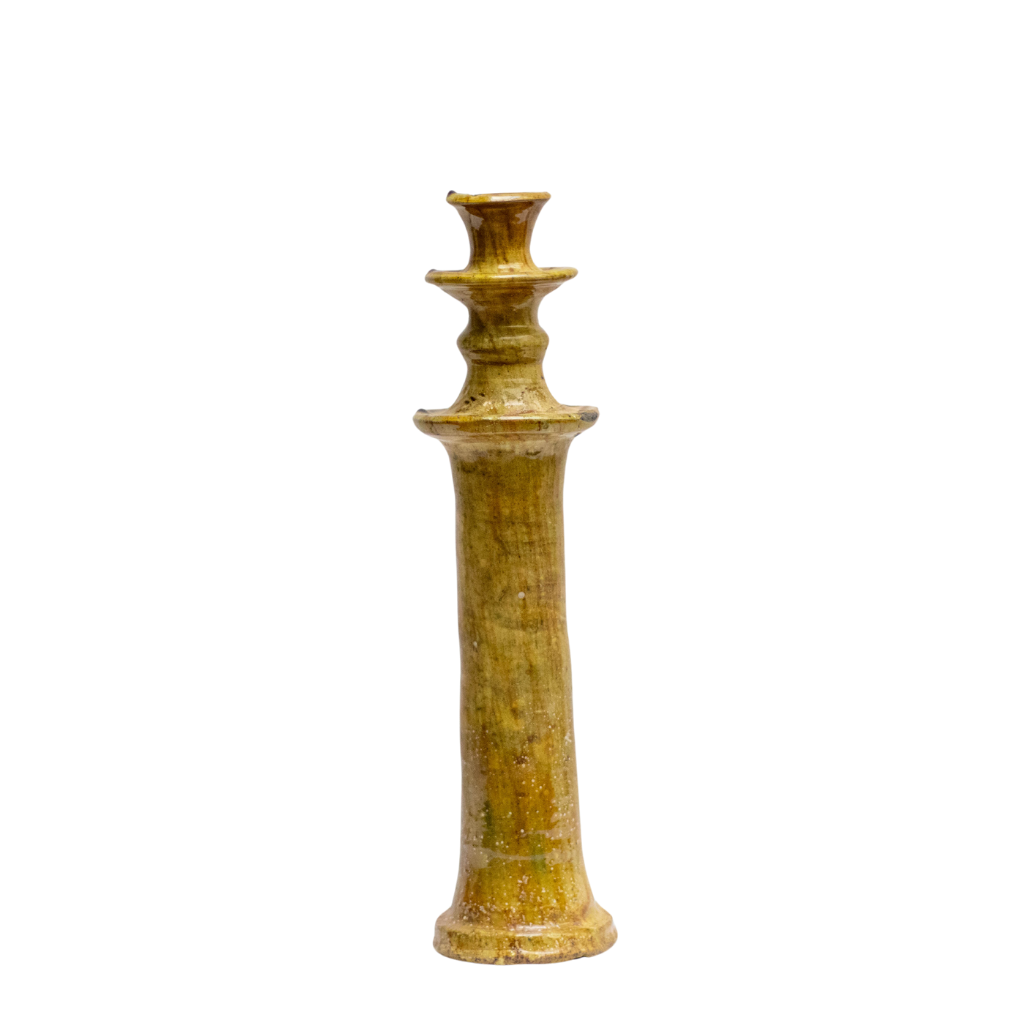 Moroccan Tamegroute Ochre Candlestick Holder