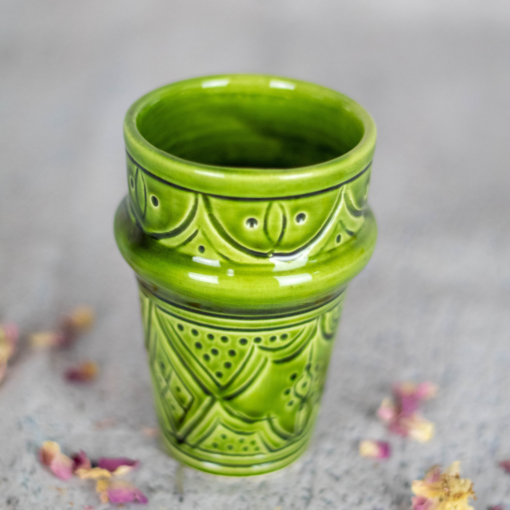 Moroccan Hand Painted Pottery Tumbler Mug