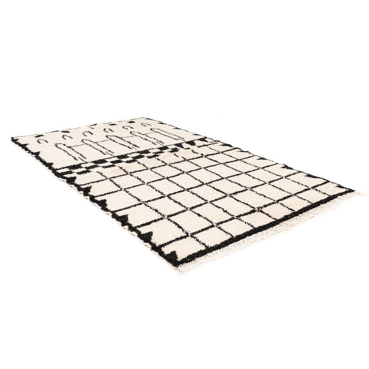 Taklit Beni Ourain Moroccan Rug, Hand-Knotted Wool