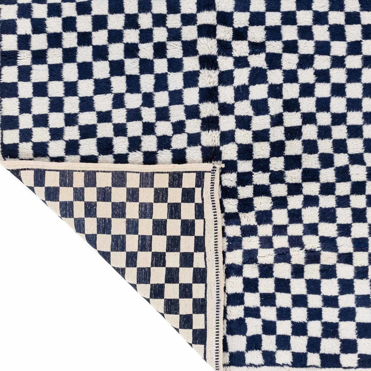 Dama Checkered Beni Ourain Moroccan Rug, Hand-Knotted Wool